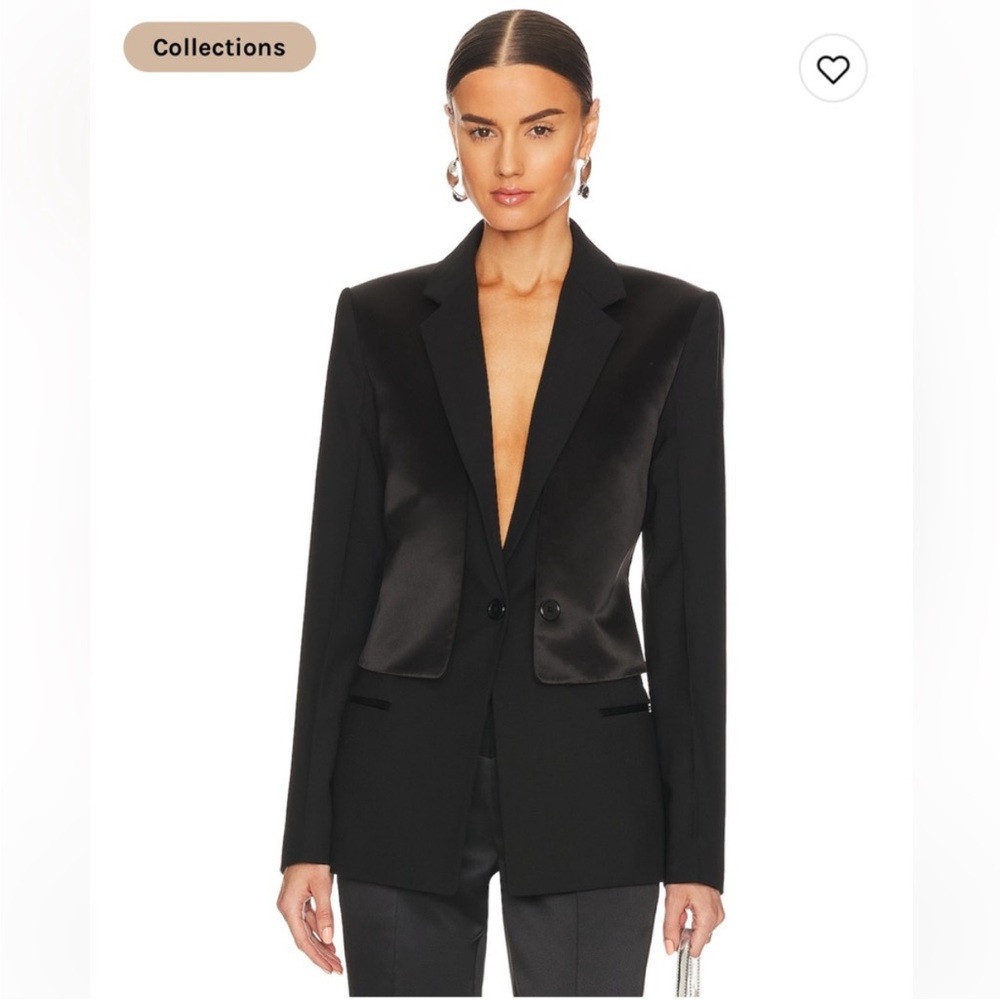 Helmut Lang Sleek Black Women's Blazer size 0 silk, structured, Tuxedo style